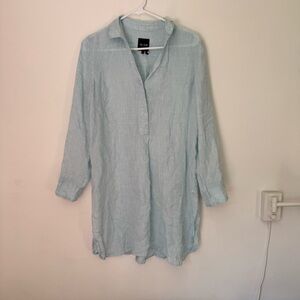 NIC+ZOE Pale Blue Linen Button-Down Tunic Shirt